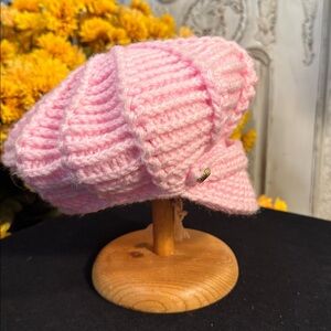 Hand Crafted Pink Knit Newsboy Cap